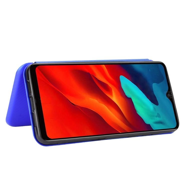 For Blackview A80 Pro Carbon Fiber Texture Horizontal Flip TPU + PC + PU Leather Case with Card Slot(Blue)