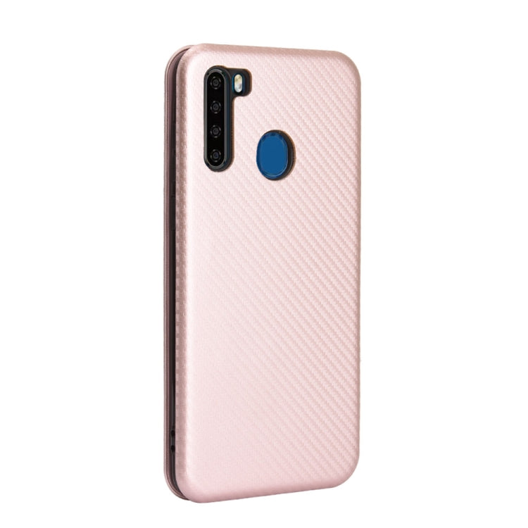 For Blackview A80 Pro Carbon Fiber Texture Horizontal Flip TPU + PC + PU Leather Case with Card Slot(Pink)
