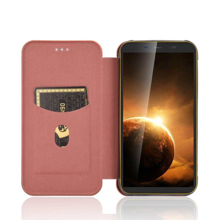 For Blackview BV5500 / BV5500 Pro / BV5500 Plus Carbon Fiber Texture Horizontal Flip TPU + PC + PU Leather Case with Card Slot(Brown)