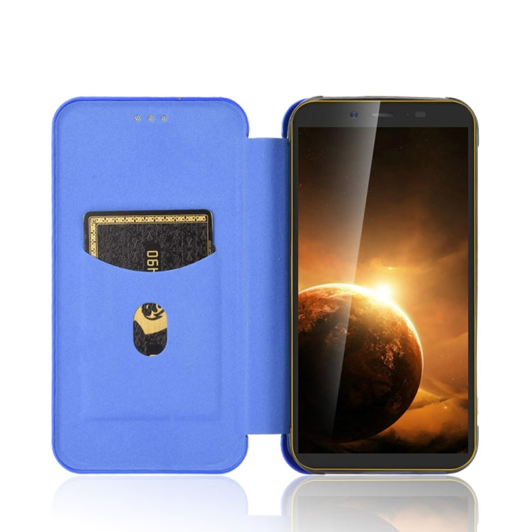 For Blackview BV5500 / BV5500 Pro / BV5500 Plus Carbon Fiber Texture Horizontal Flip TPU + PC + PU Leather Case with Card Slot(Blue)