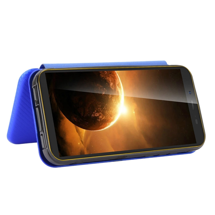 For Blackview BV5500 / BV5500 Pro / BV5500 Plus Carbon Fiber Texture Horizontal Flip TPU + PC + PU Leather Case with Card Slot(Blue)