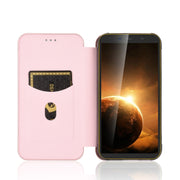 For Blackview BV5500 / BV5500 Pro / BV5500 Plus Carbon Fiber Texture Horizontal Flip TPU + PC + PU Leather Case with Card Slot(Pink)