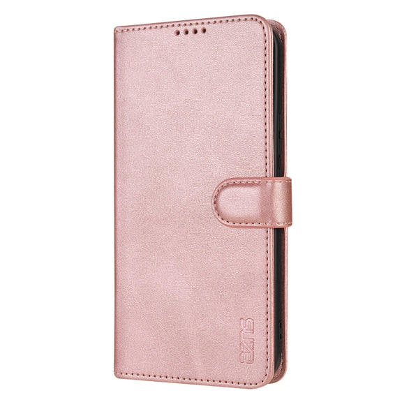 For Samsung Galaxy S25 5G AZNS Skin Feel Calf Texture Flip Leather Phone Case(Rose Gold)