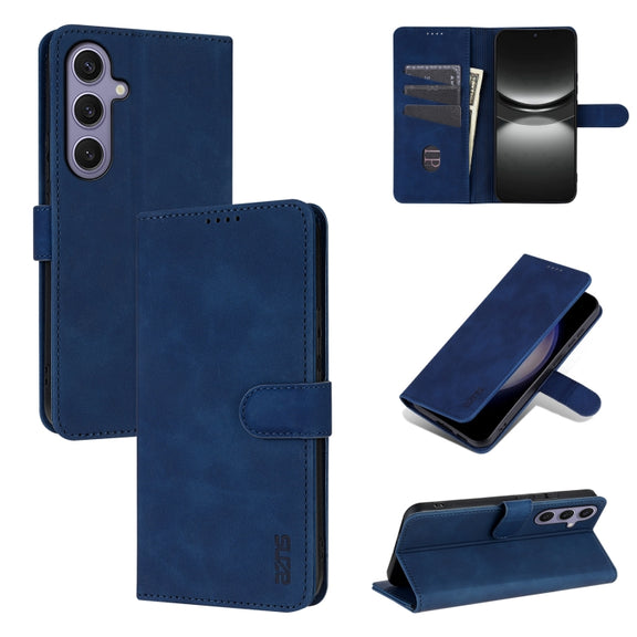 For Samsung Galaxy S25+ 5G AZNS Skin Feel Calf Texture Flip Leather Phone Case(Blue)