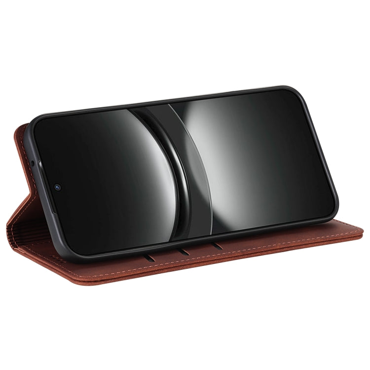 For Samsung Galaxy S25+ 5G AZNS Skin Feel Calf Texture Flip Leather Phone Case(Brown)