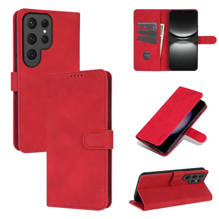 For Samsung Galaxy S25 Ultra 5G AZNS Skin Feel Calf Texture Flip Leather Phone Case(Red)
