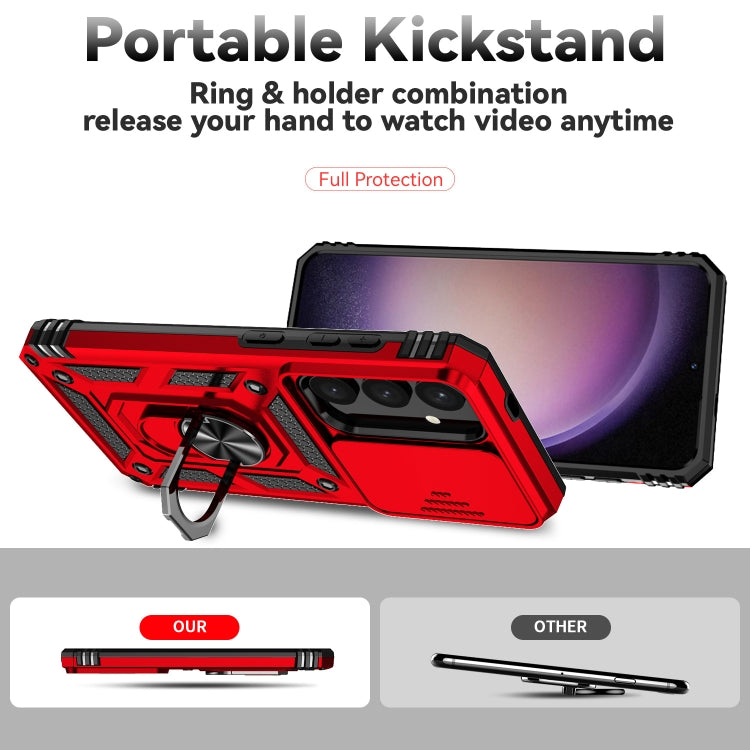 For Samsung Galaxy S25 5G Sliding Camshield Holder Phone Case(Red)