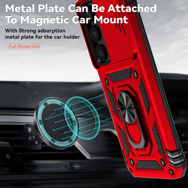 For Samsung Galaxy S25 5G Sliding Camshield Holder Phone Case(Red)
