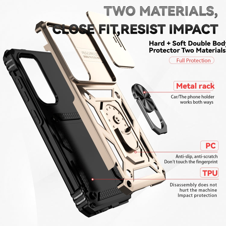 For Samsung Galaxy S25 5G Sliding Camshield Holder Phone Case(Gold)