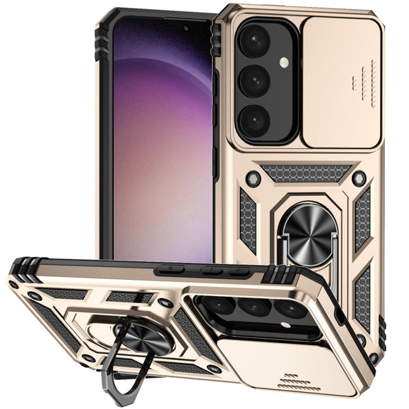 For Samsung Galaxy S25 5G Sliding Camshield Holder Phone Case(Gold)
