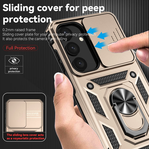 For Samsung Galaxy S25 5G Sliding Camshield Holder Phone Case(Gold)