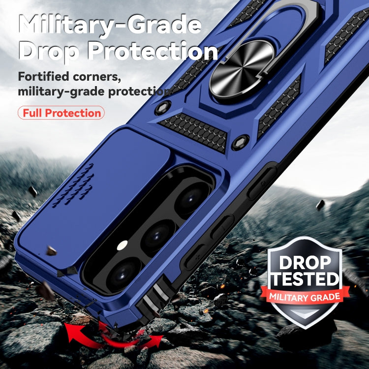 For Samsung Galaxy S25 5G Sliding Camshield Holder Phone Case(Blue)