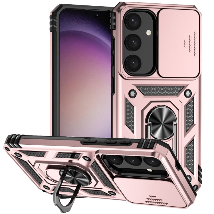For Samsung Galaxy S25 5G Sliding Camshield Holder Phone Case(Rose Gold)