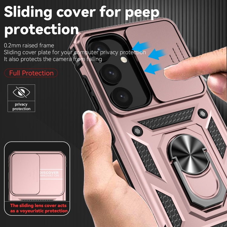 For Samsung Galaxy S25 5G Sliding Camshield Holder Phone Case(Rose Gold)