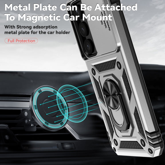 For Samsung Galaxy S25 5G Sliding Camshield Holder Phone Case(Silver)