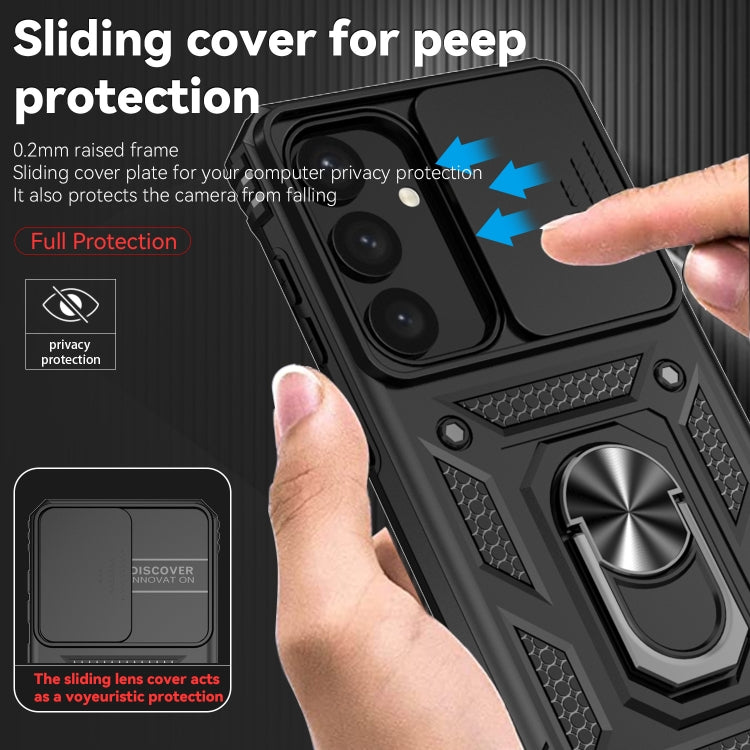 For Samsung Galaxy S25+ 5G Sliding Camshield Holder Phone Case(Black)