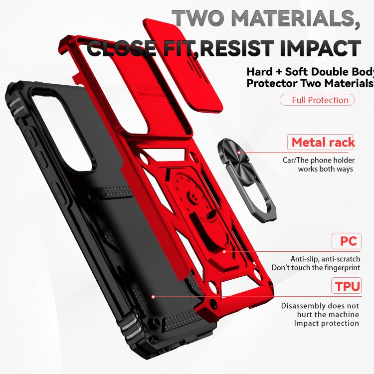 For Samsung Galaxy S25+ 5G Sliding Camshield Holder Phone Case(Red)