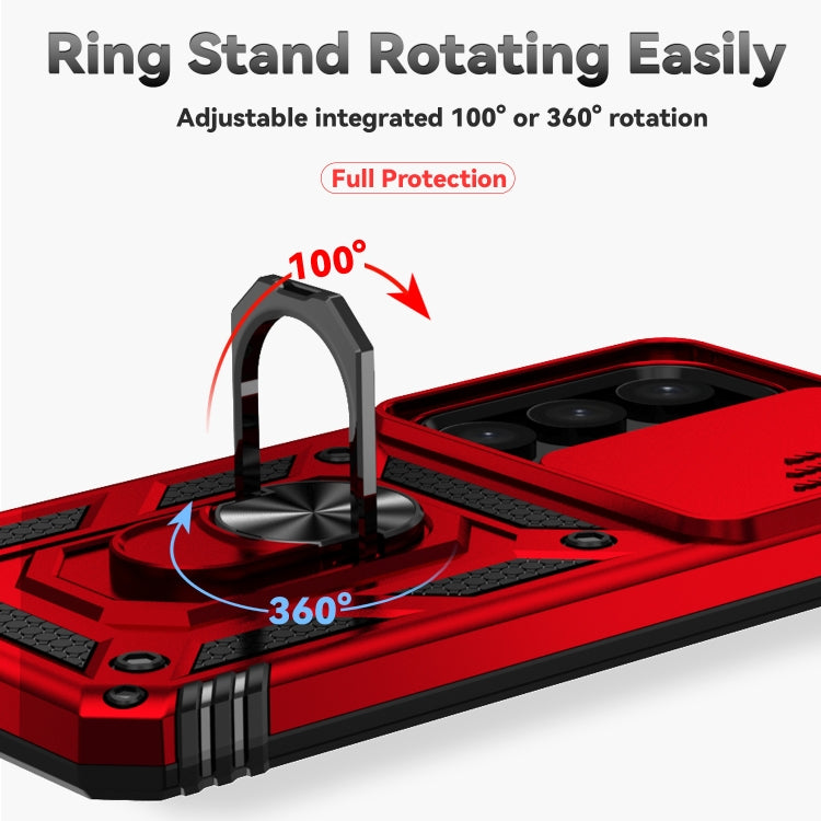 For Samsung Galaxy S25+ 5G Sliding Camshield Holder Phone Case(Red)