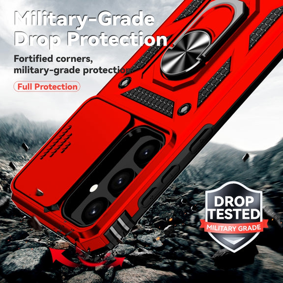 For Samsung Galaxy S25+ 5G Sliding Camshield Holder Phone Case(Red)