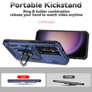 For Samsung Galaxy S25+ 5G Sliding Camshield Holder Phone Case(Blue)