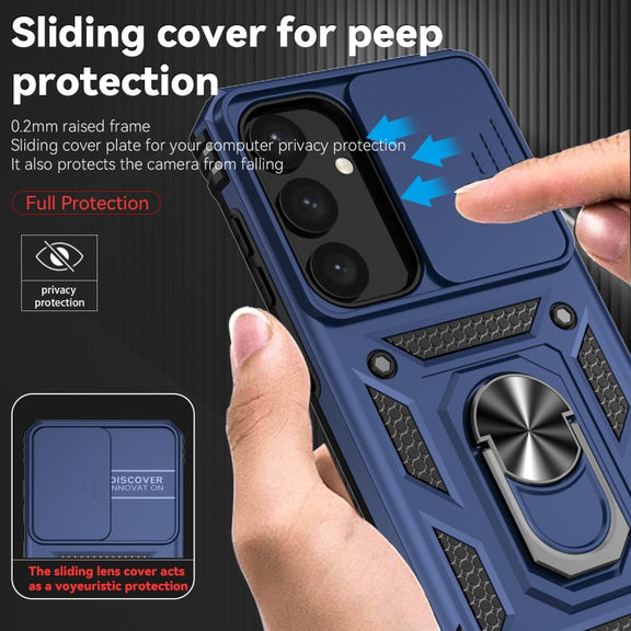 For Samsung Galaxy S25+ 5G Sliding Camshield Holder Phone Case(Blue)