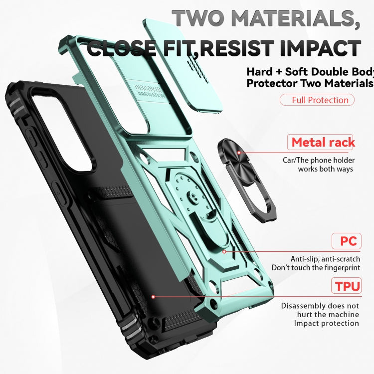 For Samsung Galaxy S25+ 5G Sliding Camshield Holder Phone Case(Green)