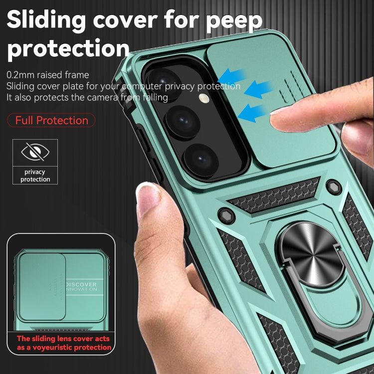For Samsung Galaxy S25+ 5G Sliding Camshield Holder Phone Case(Green)