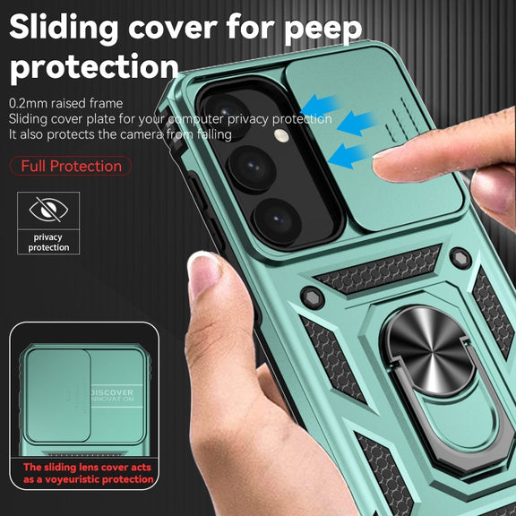 For Samsung Galaxy S25+ 5G Sliding Camshield Holder Phone Case(Green)