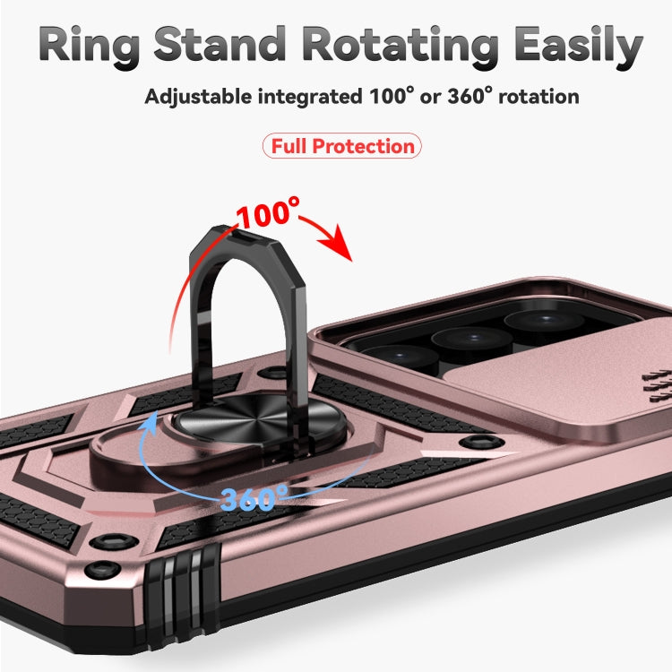 For Samsung Galaxy S25+ 5G Sliding Camshield Holder Phone Case(Rose Gold)