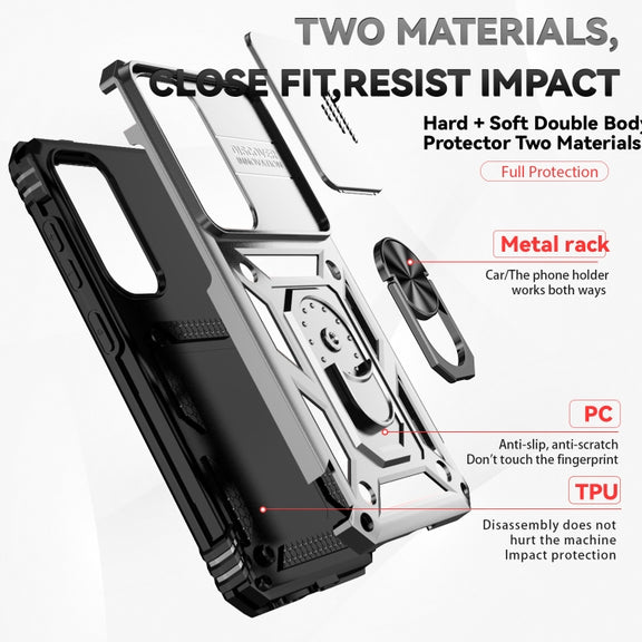 For Samsung Galaxy S25+ 5G Sliding Camshield Holder Phone Case(Silver)