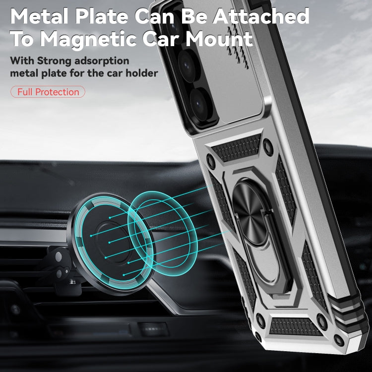 For Samsung Galaxy S25+ 5G Sliding Camshield Holder Phone Case(Silver)