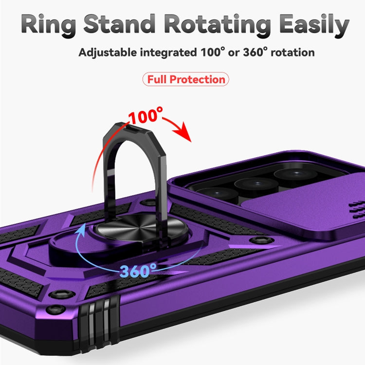 For Samsung Galaxy S25+ 5G Sliding Camshield Holder Phone Case(Purple)