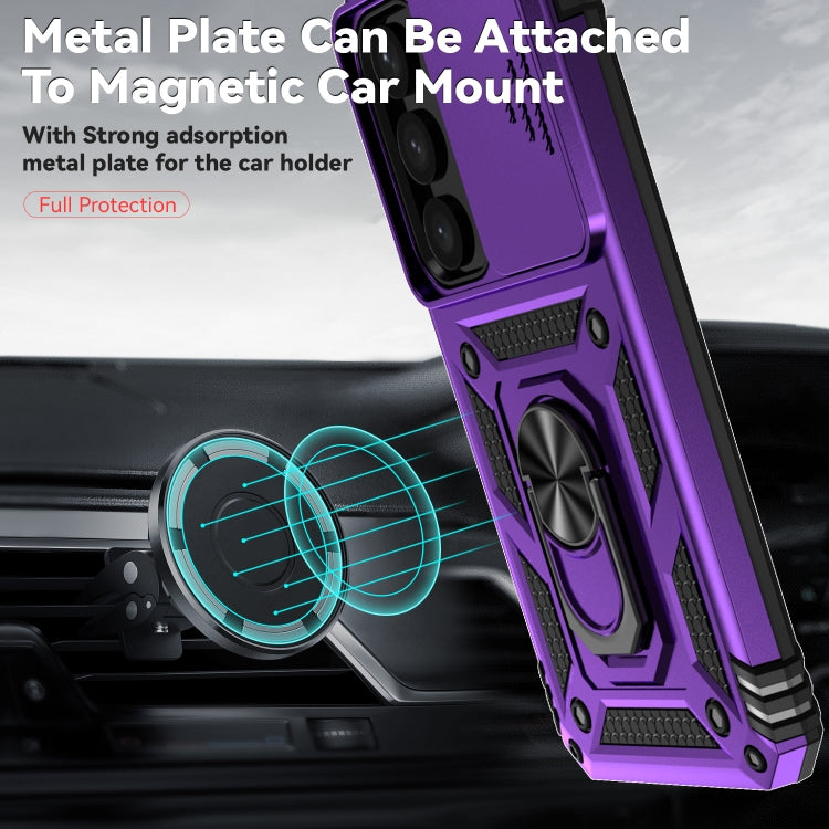 For Samsung Galaxy S25+ 5G Sliding Camshield Holder Phone Case(Purple)
