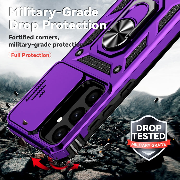 For Samsung Galaxy S25+ 5G Sliding Camshield Holder Phone Case(Purple)