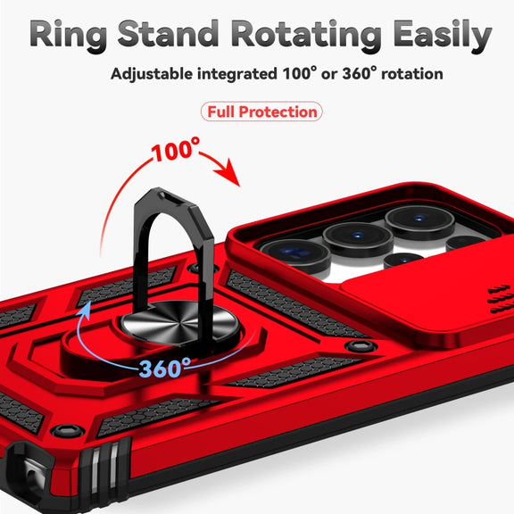 For Samsung Galaxy S25 Ultra 5G Sliding Camshield Holder Phone Case(Red)