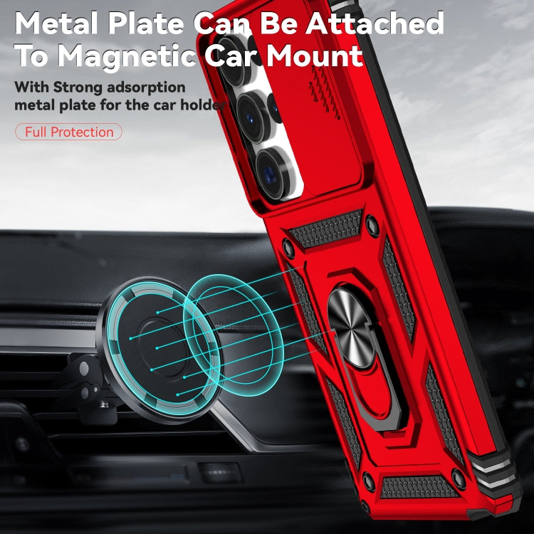 For Samsung Galaxy S25 Ultra 5G Sliding Camshield Holder Phone Case(Red)