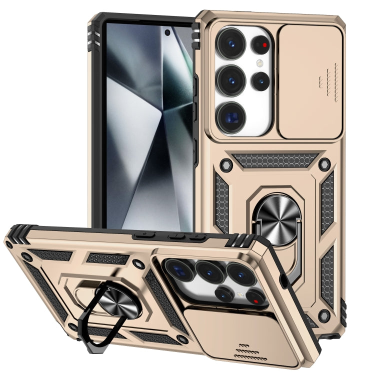 For Samsung Galaxy S25 Ultra 5G Sliding Camshield Holder Phone Case(Gold)