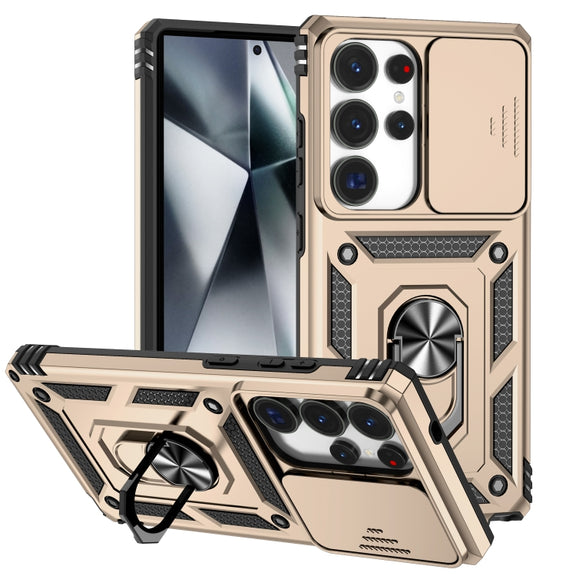 For Samsung Galaxy S25 Ultra 5G Sliding Camshield Holder Phone Case(Gold)
