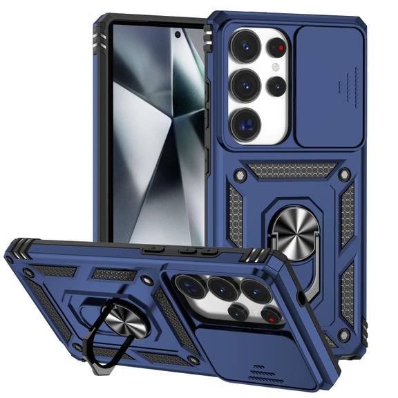 For Samsung Galaxy S25 Ultra 5G Sliding Camshield Holder Phone Case(Blue)