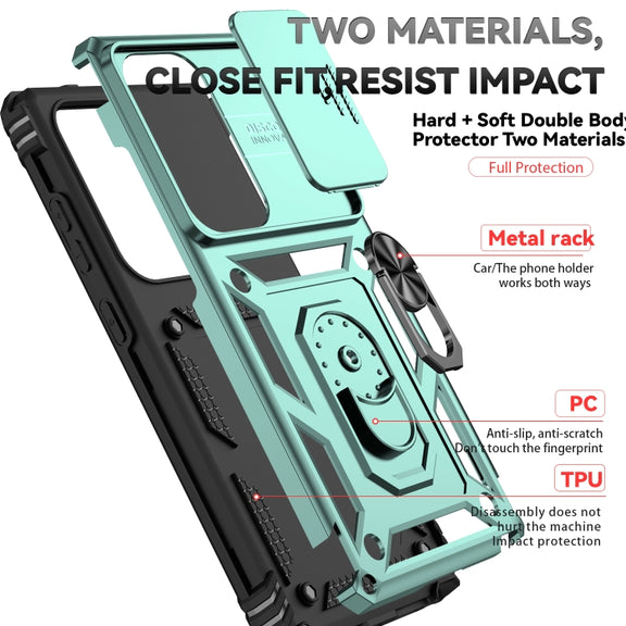 For Samsung Galaxy S25 Ultra 5G Sliding Camshield Holder Phone Case(Green)