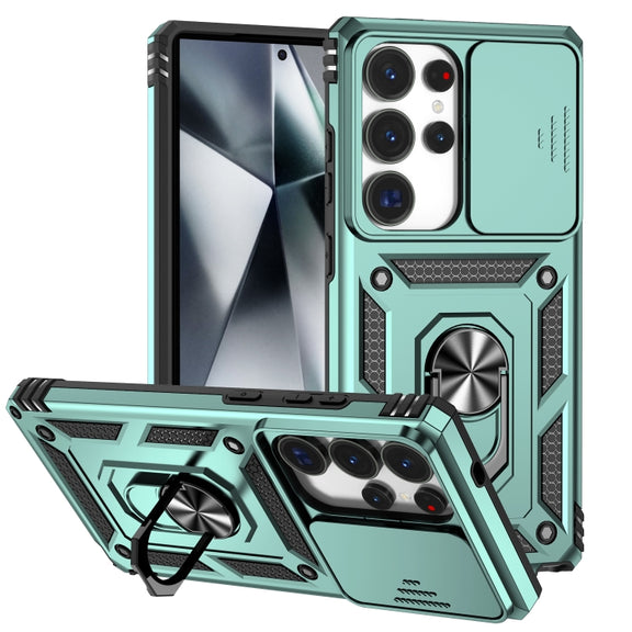 For Samsung Galaxy S25 Ultra 5G Sliding Camshield Holder Phone Case(Green)