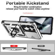 For Samsung Galaxy S25 Ultra 5G Sliding Camshield Holder Phone Case(Silver)