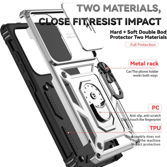 For Samsung Galaxy S25 Ultra 5G Sliding Camshield Holder Phone Case(Silver)