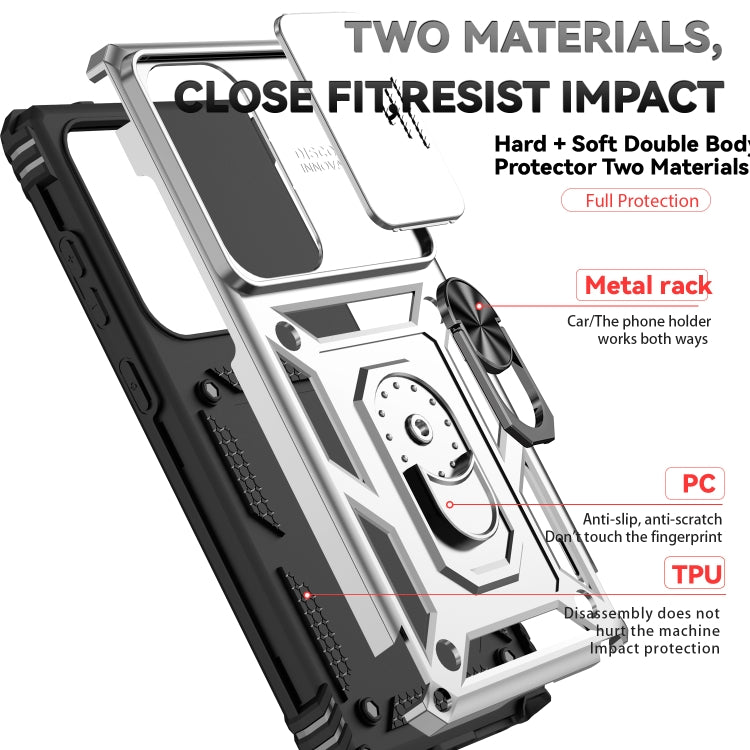 For Samsung Galaxy S25 Ultra 5G Sliding Camshield Holder Phone Case(Silver)
