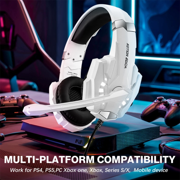KOTION EACH G9000 Pro On-Ear Gaming Headset with Mic, Cable Length: About 2.1m(Black White)