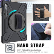 For Samsung Galaxy Tab S9 / Galaxy Tab S8 / Galaxy Tab S7 (2020) T870 Shockproof Colorful Silicone + PC Protective Case with Holder & Shoulder Strap & Hand Strap & Pen Slot(Black)