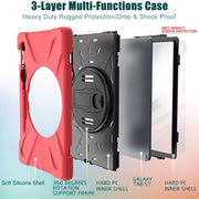For Samsung Galaxy Tab S9 / Galaxy Tab S8 / Galaxy Tab S7 (2020) T870 Shockproof Colorful Silicone + PC Protective Case with Holder & Shoulder Strap & Hand Strap & Pen Slot(Red)