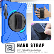 For Samsung Galaxy Tab S9 / Galaxy Tab S8 / Galaxy Tab S7 (2020) T870 Shockproof Colorful Silicone + PC Protective Case with Holder & Shoulder Strap & Hand Strap & Pen Slot(Blue)