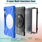 For Samsung Galaxy Tab S9 / Galaxy Tab S8 / Galaxy Tab S7 (2020) T870 Shockproof Colorful Silicone + PC Protective Case with Holder & Shoulder Strap & Hand Strap & Pen Slot(Blue)