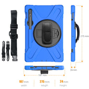For Samsung Galaxy Tab S9 / Galaxy Tab S8 / Galaxy Tab S7 (2020) T870 Shockproof Colorful Silicone + PC Protective Case with Holder & Shoulder Strap & Hand Strap & Pen Slot(Blue)